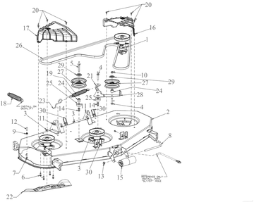 Deck Diagram and Parts List for XT2-GX54DKH (14AQA6TMA10)(2022) Cub Cadet Lawn Tractor